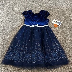NWT Jona Mitchelle Navy Blue Velour Top Tulle Dress, size 12.